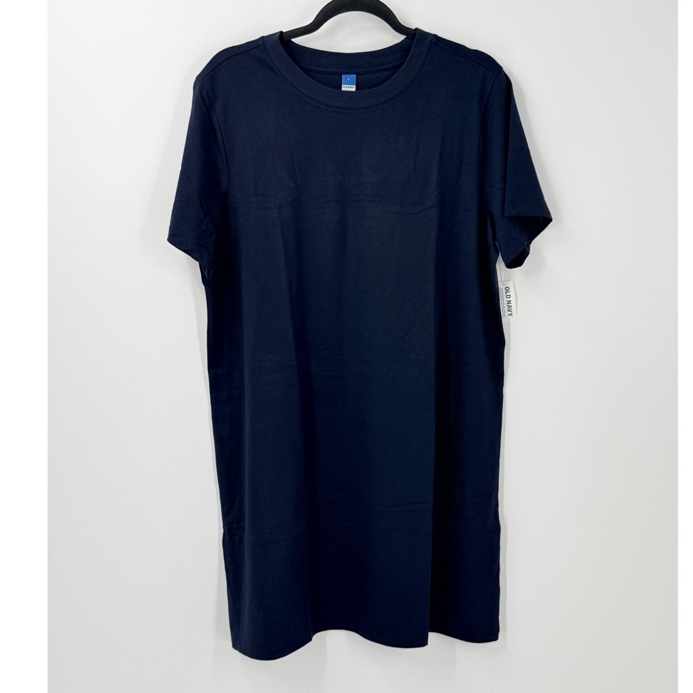 NWT‎ Old Navy Blue Cotton T-Shirt Dress womens sz L minimalist preppy nautical